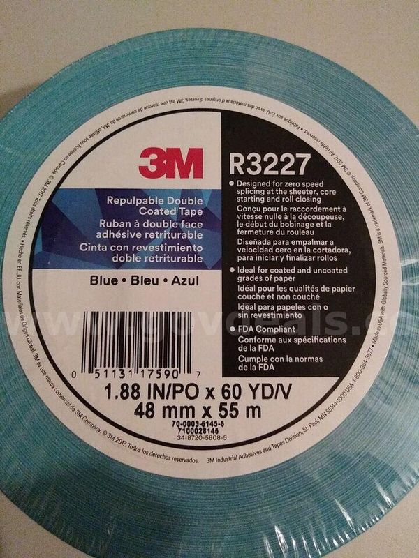 3M™ Repulpable Web Processing Double Coated Tape R3227 BLUE 1.88 IN/PO X 60 YD *CAN SHIP*