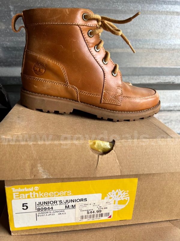 RARE/TIMBERLAND Boots UNISEX JUNIORS 80944 ASPHLTTRL 6IN ZIP WHT/BLE Size 5 *WILL SHIP*