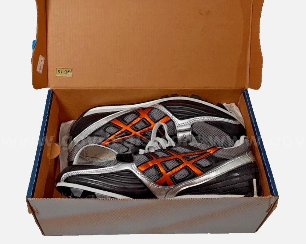 Original Authentic Asics Turbo Jump GN702 Men's 6.5 Gray Mesh Athletic Track & Field Spike Shoes