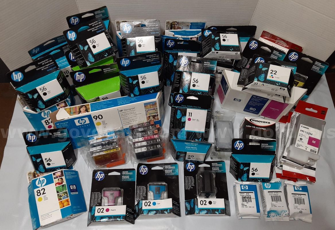 Lot of 60 - HP / Canon Cyan Magenta Yellow Black Ink Cartridge, Printhead & Cleaner (Original / OEM / Remanufactured)