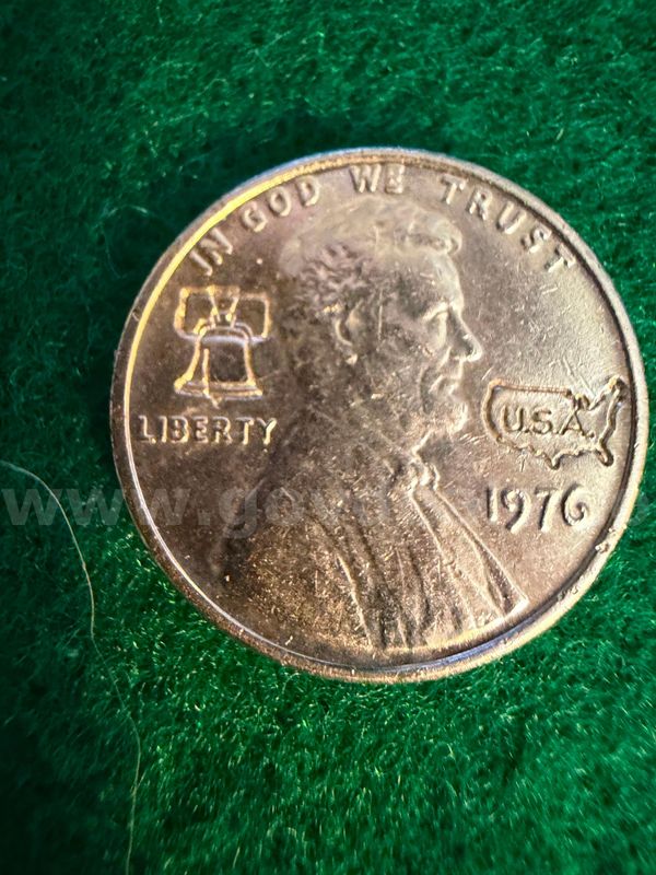 1976 Cent Nickel Plated with Liberty Bell and USA map stamps VERY COOL