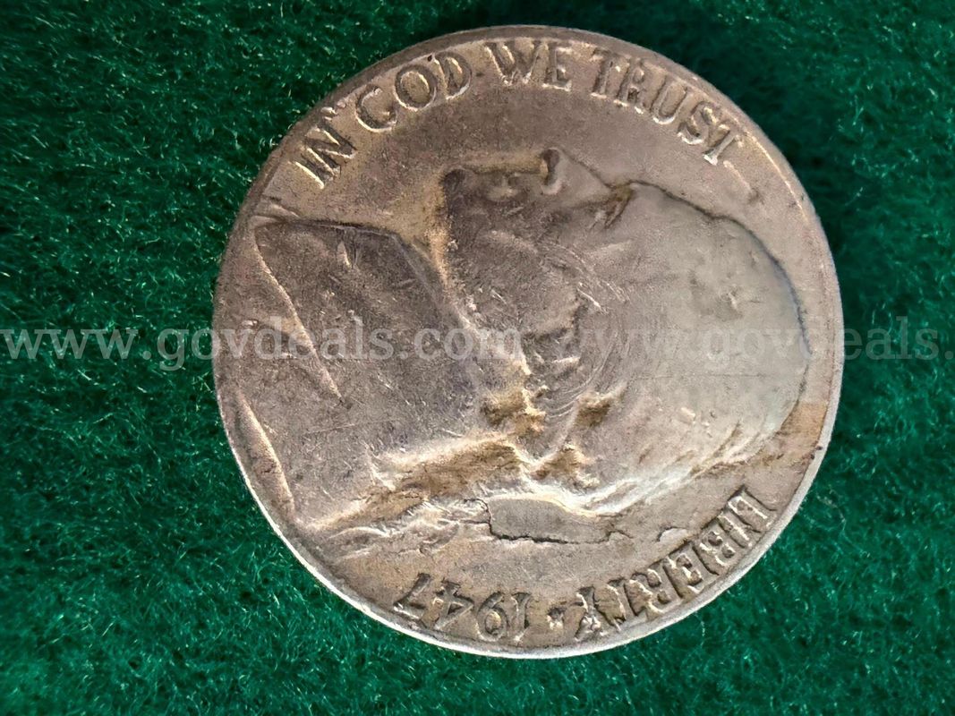 very nice 1947 Philly Nickel with Obverse Delamination