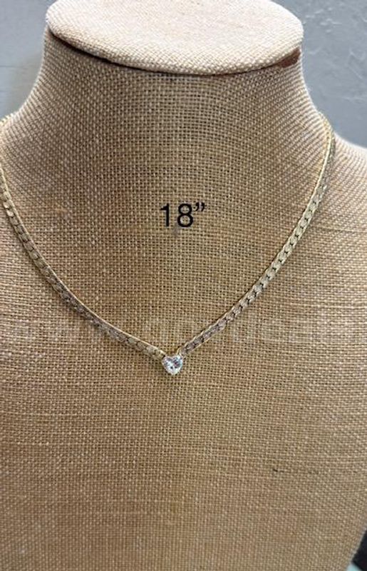 Stunning, Real 24k Gold Filled, CZ Heart Solitaire on a 18" Flex Necklace