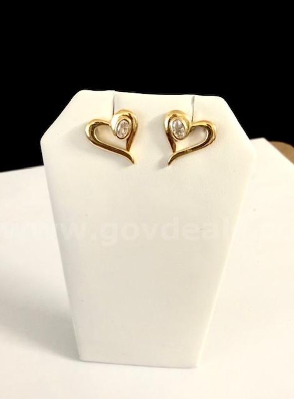 Stunning, Real 24k Gold Filled, CZ Open Heart Earrings