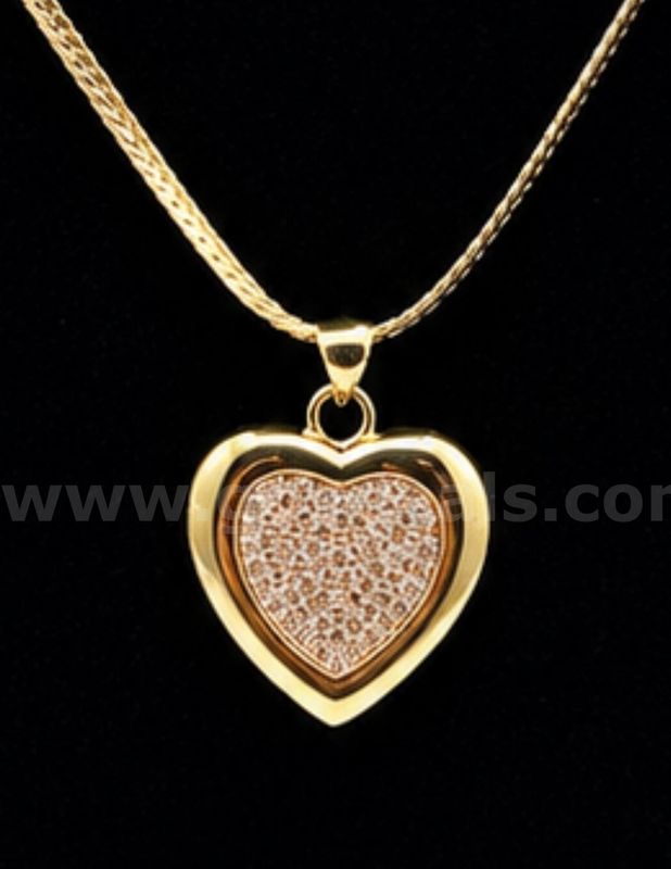 20' Flat Necklace W/CZ Heart. 24k Real Gold Plated,