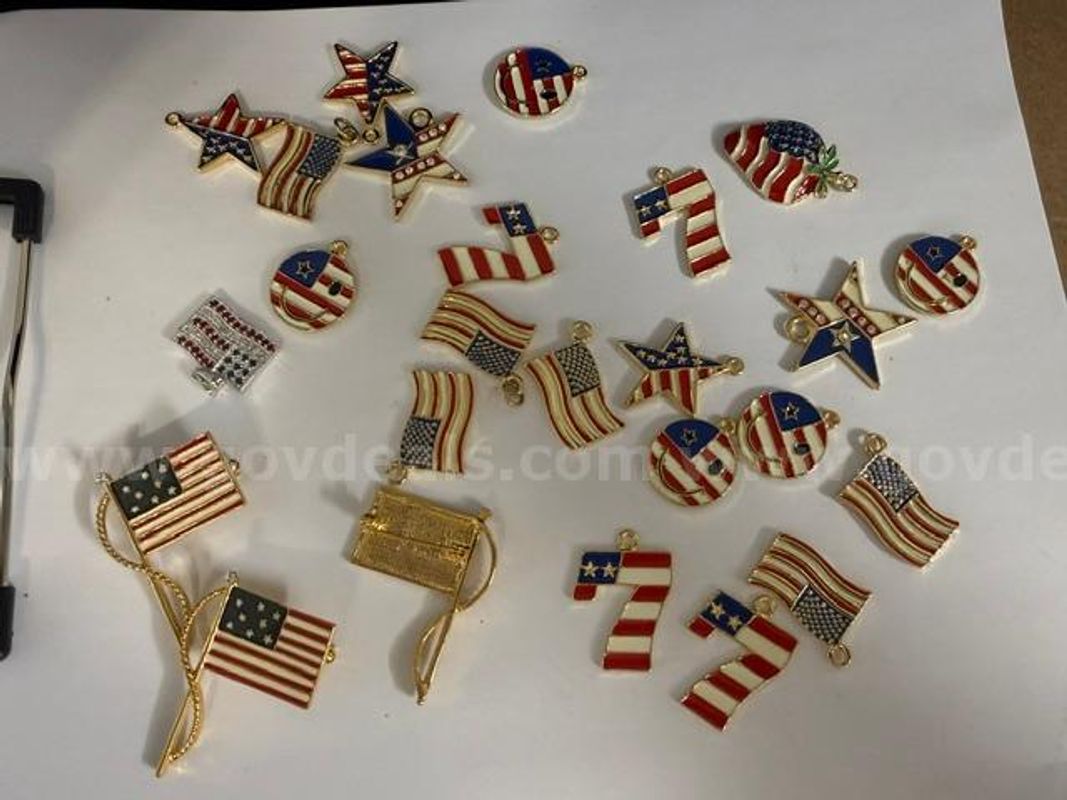 Lot of Assorted USA, Pins, and Enamel Pendants
