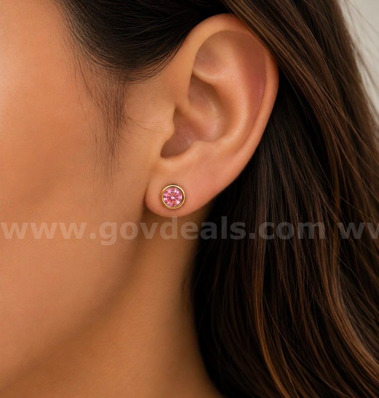 Small Alexandria Birthstone CZ Earrings 24K Real Gold Plated