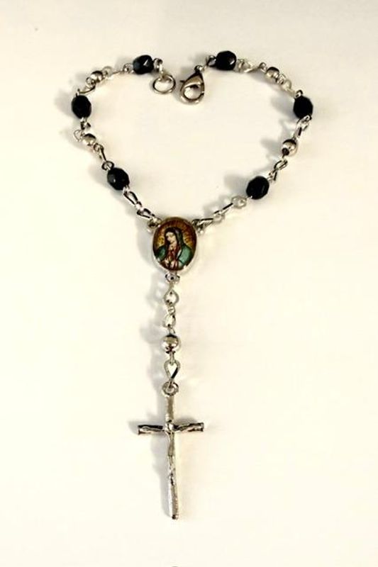 Adorable, Rhodium Clad, 7 Inch, Rosary Bracelet