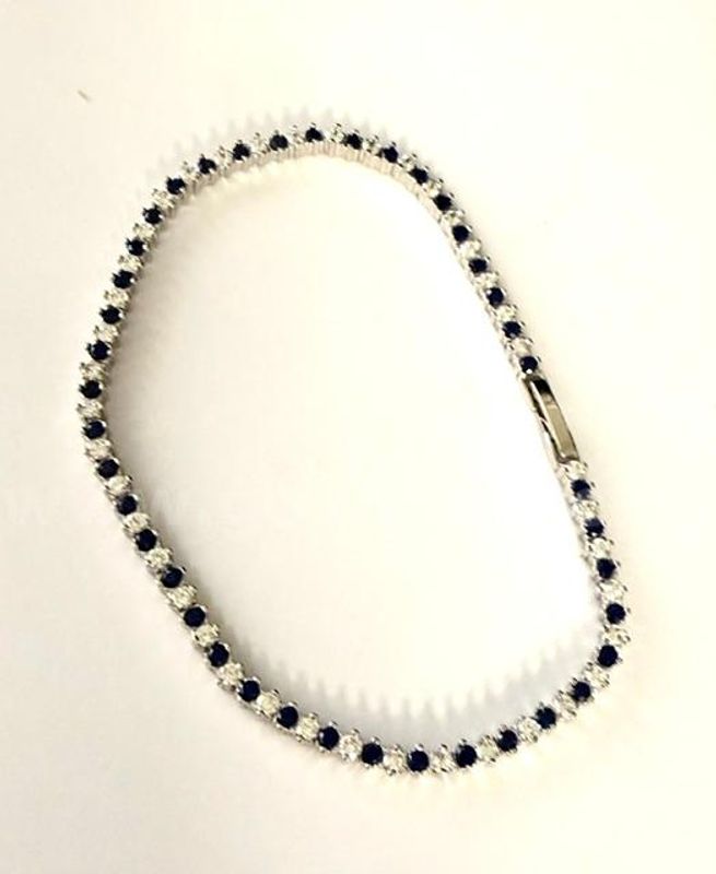Beautiful, Ladies, Rhodium Clad, 8 Inch, CZ Sapphire Tennis Bracelet