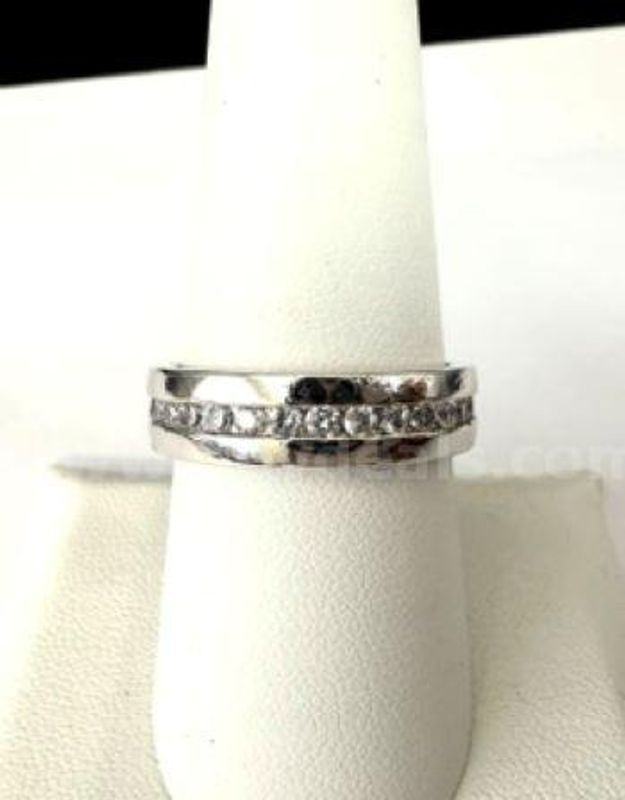 Beautiful, Rhodium Clad (Silver), Size 8 1/2, CZ Eternity Wedding Band
