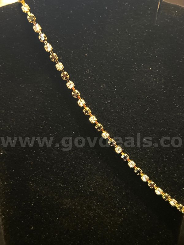11” Onyx & CZ Anklet! 24K Real Gold Plated