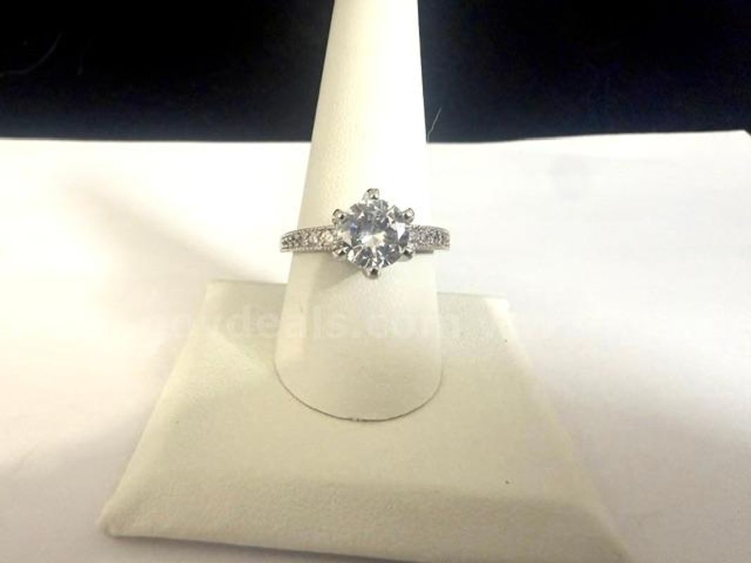Beautiful, Rhodium Clad (Silver), Size 9 1/2, CZ 3 Carat, Brilliant Solitaire Bridal Ring