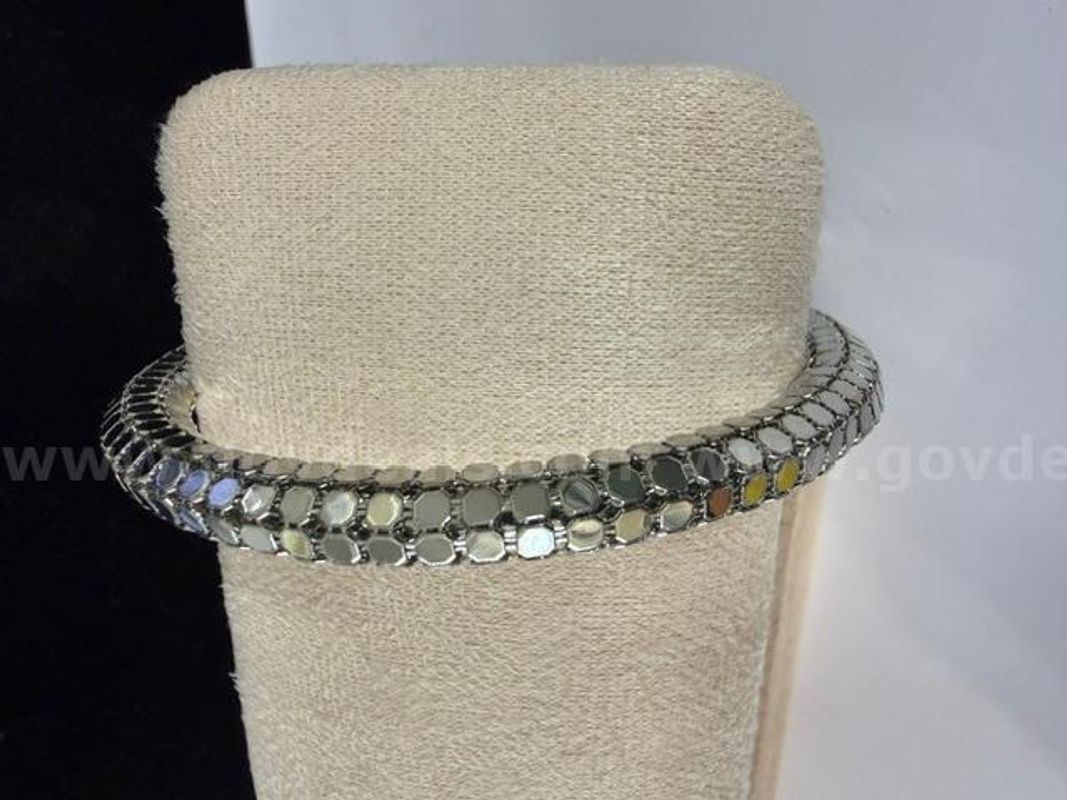 Gorgeous, Rhodium Clad (Silver), Heavy Fancy Bangle Bracelet