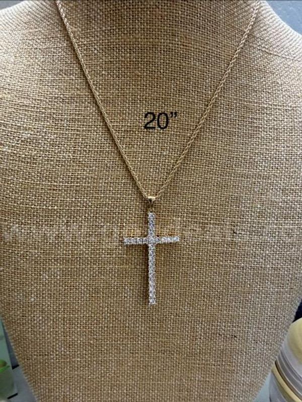 Gorgeous, Real 24k Gold Filled, 1MM, 20 Inch, Rope Chain Necklace, W/CZ Bling, Bling Cross