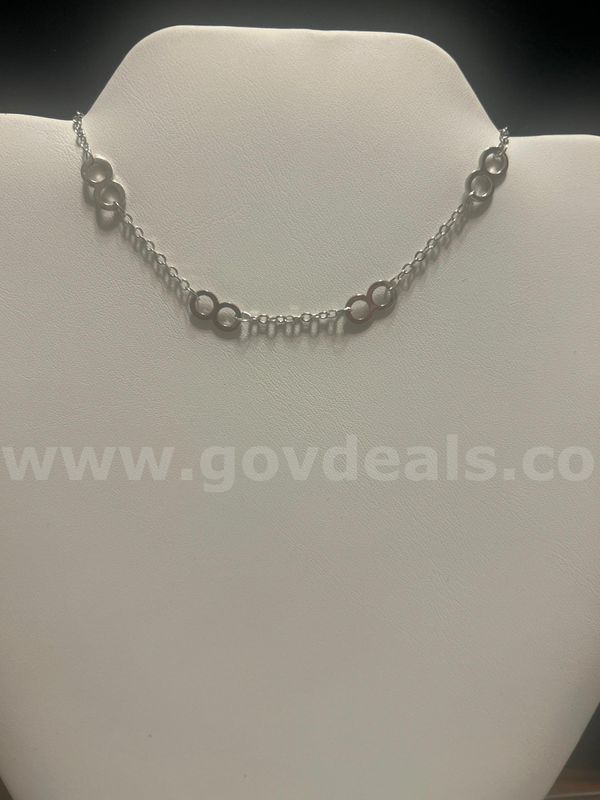 8”, Rhodium Clad (Silver), Circle Station Bracelet.