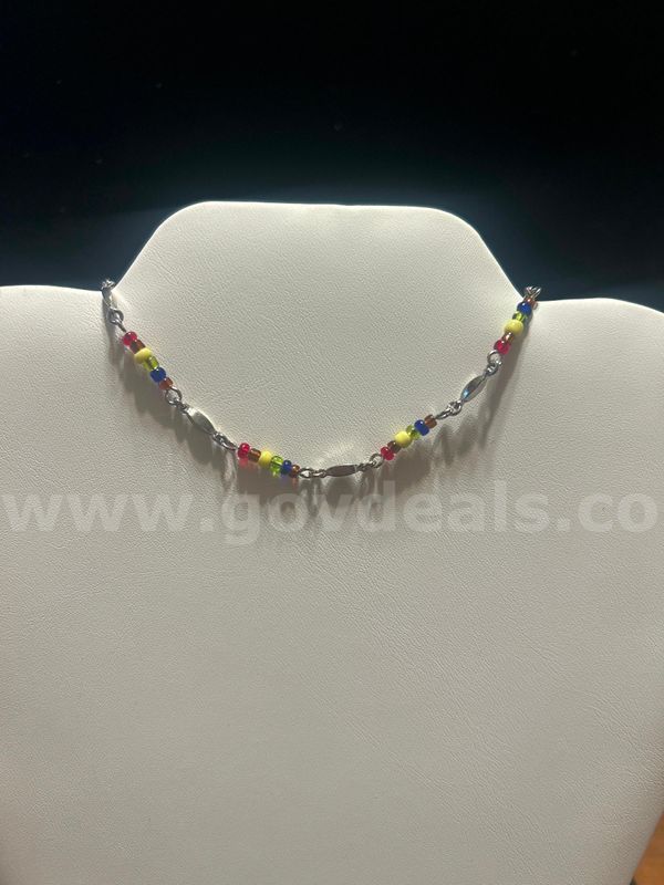 Stunning, 9”, Rhodium Clad (Silver), Seed Bead Bracelet/Anklet.