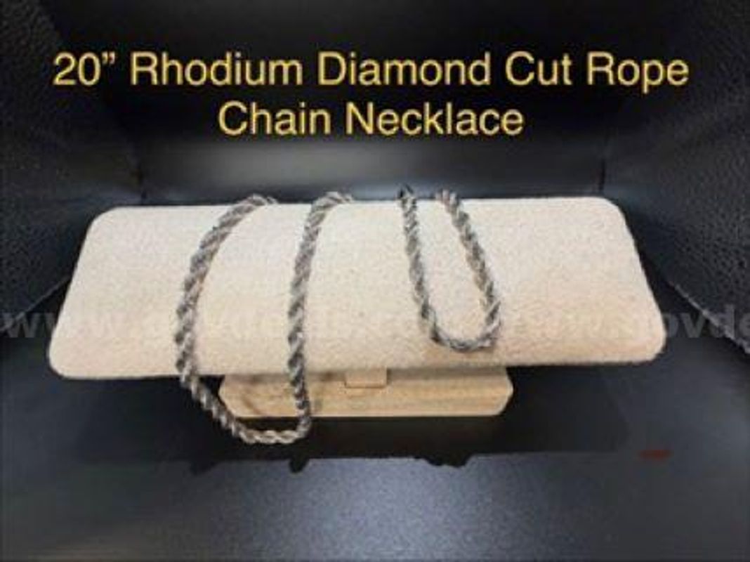 Beautiful, 5MM, 20 Inch, Rhodium Clad (Silver), Diamond Cut Rope Chain Necklace