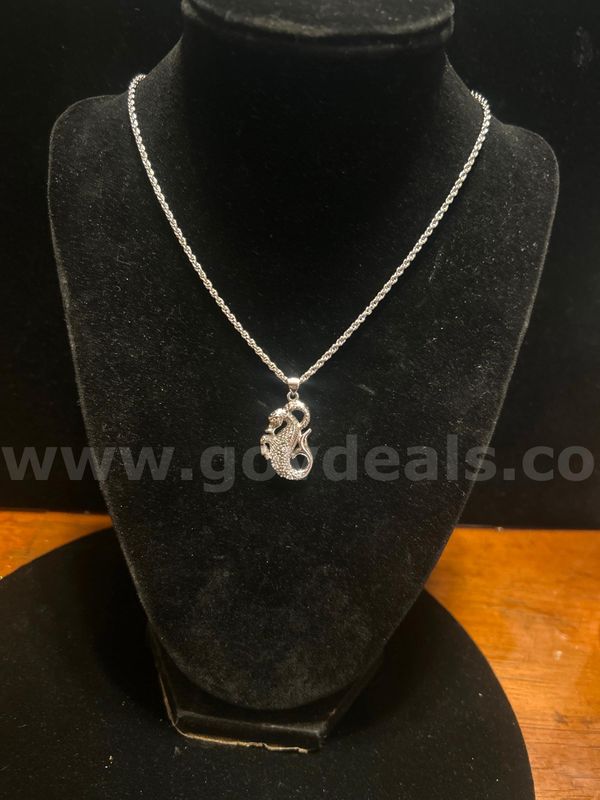 1MM, Rhodium Clad (Silver), 16 Inch, French Rope Chain W/ Capricorn Pendant