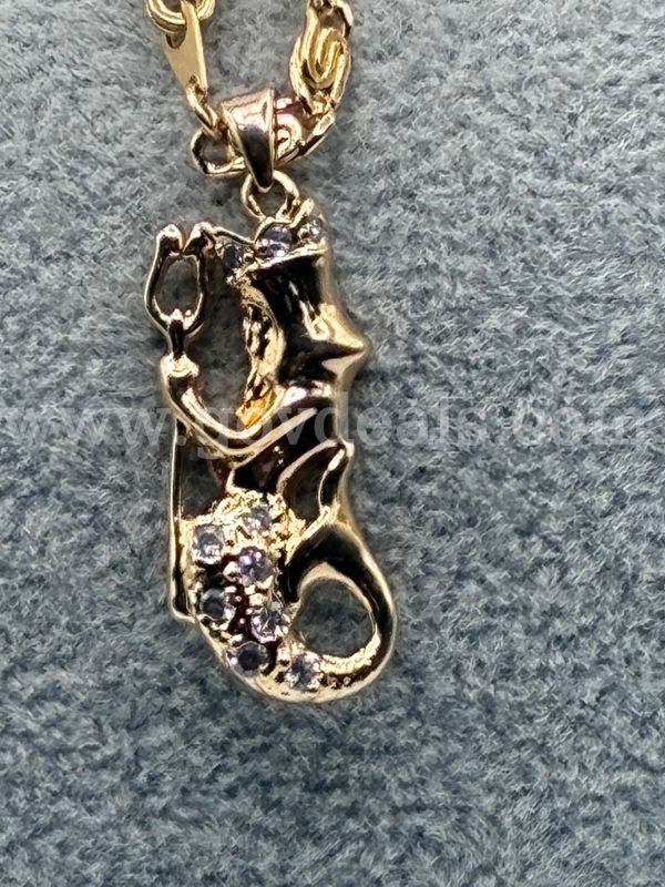 Gorgeous, 22”, Byzantine Chain W/ Aquarius CZ. 24K Real Gold Plated.