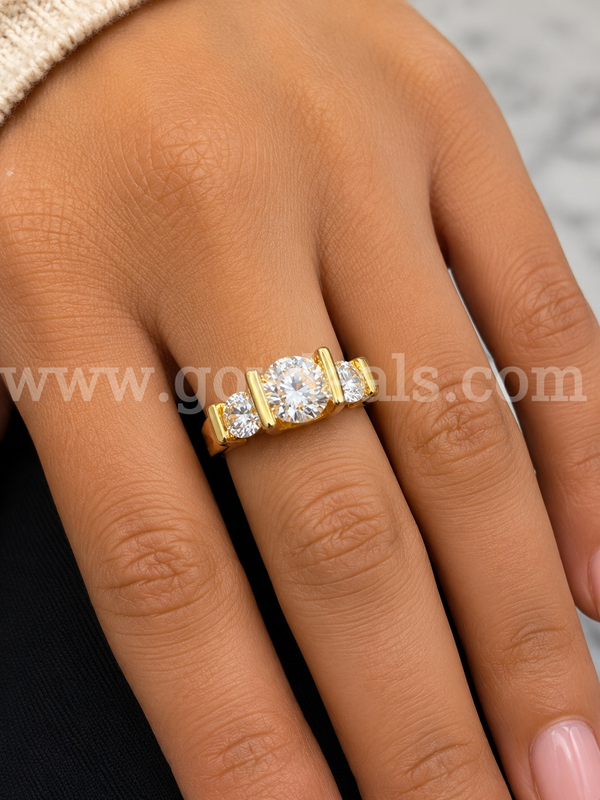 Size 4, CZ Past Present and Future Engagement Ring Set. 24K Real Gold Plated FREE SHIPPING W/ BUY IT NOW!