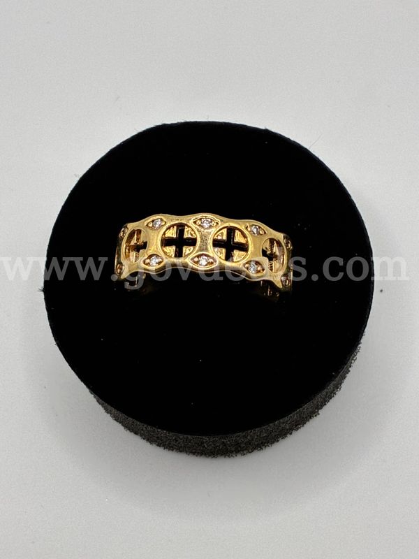 Size 8.5, CZ Cross Wedding Band 24K Real Gold Filled.