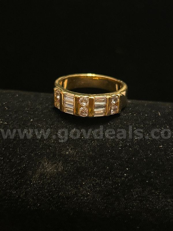 Size 9.5, CZ, Chanel/Bar Wedding Band. 24K Real Gold Plated