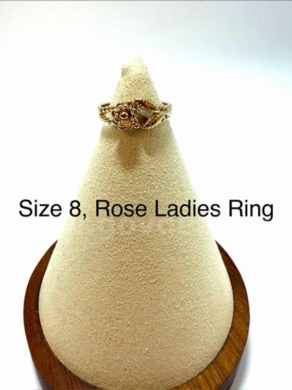 Beautiful, Real 24k Gold Filled, Size 8, Ladies Rose Ring