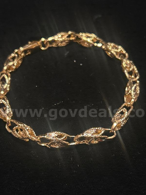 7 Inch, Marquis Filigree Style Bracelet 24K Real Gold Plated