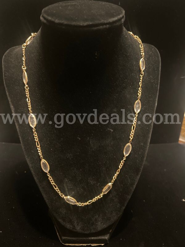 24k Real Gold Filled. 20” marquise crystal station necklace!!