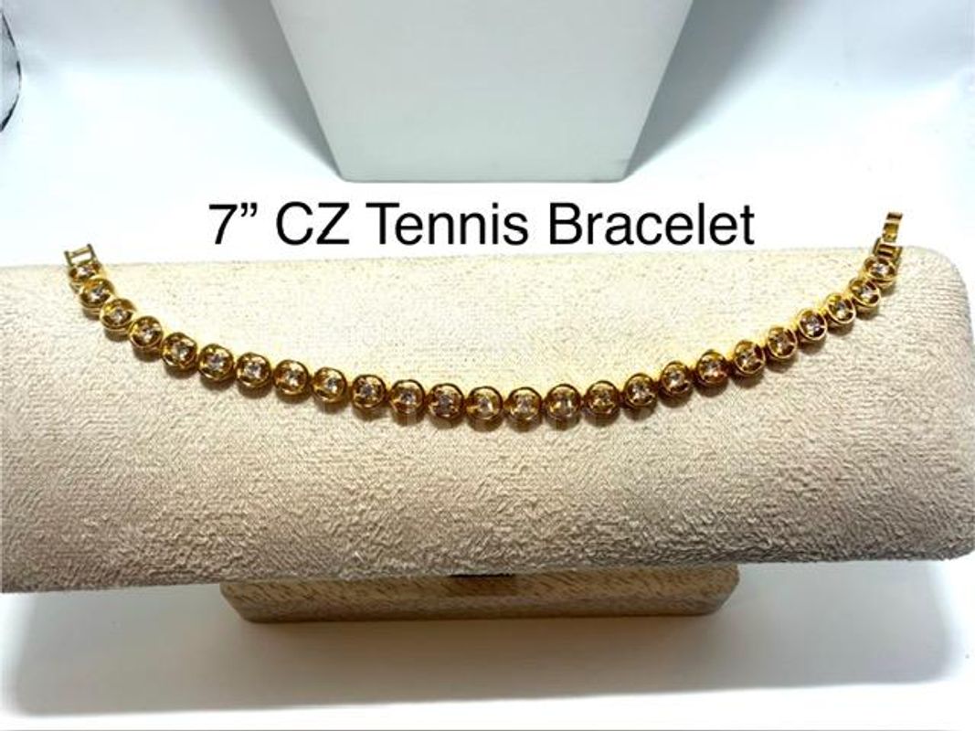 Gorgeous, Real 24k Gold Filled, 7 Inch, CZ Tennis Bracelet