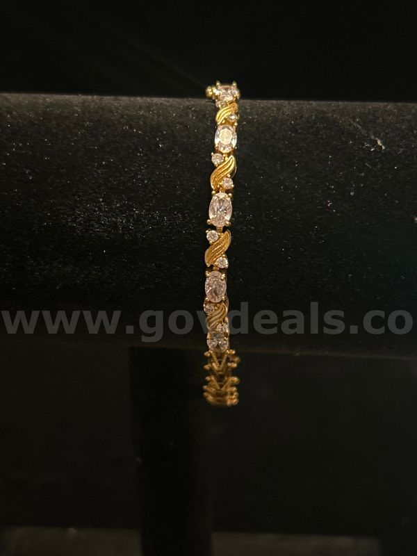 8 Inch, CZ Sapphire Tennis Bracelet 24K Real Gold Filled.