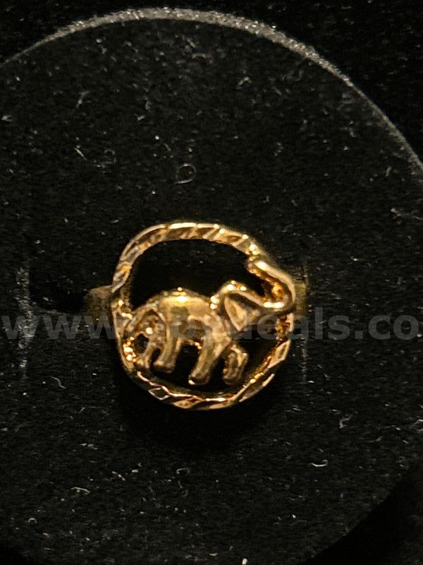 Gold, Size 4, Elephant Ring, 24K Real Gold Filled