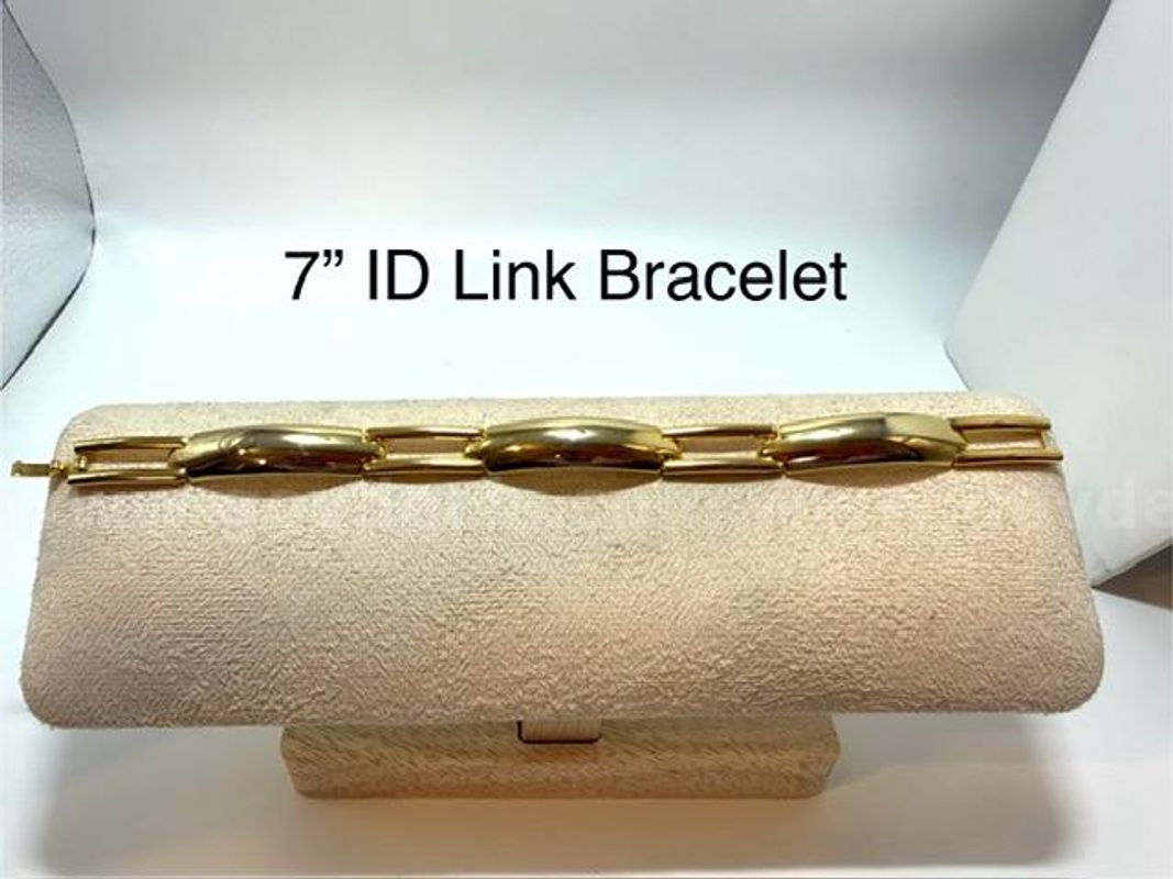 Beautiful, 24k Real Gold Filled, 7 Inch, ID Link Bracelet