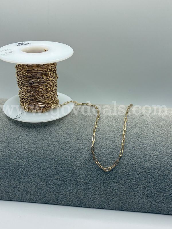 24’9”, Small Paperclip Finished Chain (Footage) 24K Real Gold Filled.