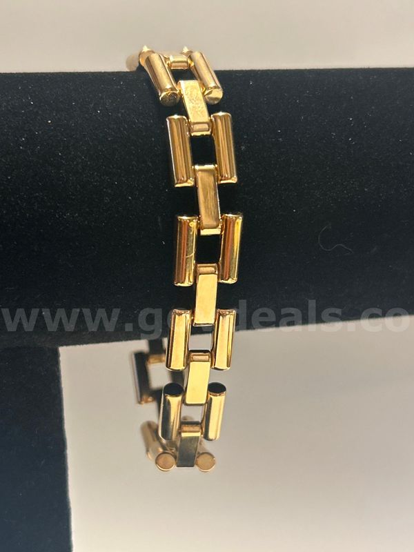 24k Gold, 8 1/2” Cylinder Link Bracelet Read⬇️