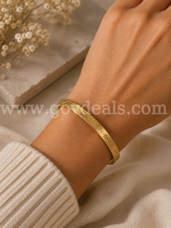 2 3/4 Diameter, Bangle, Bracelet. 24K Real Gold Plated