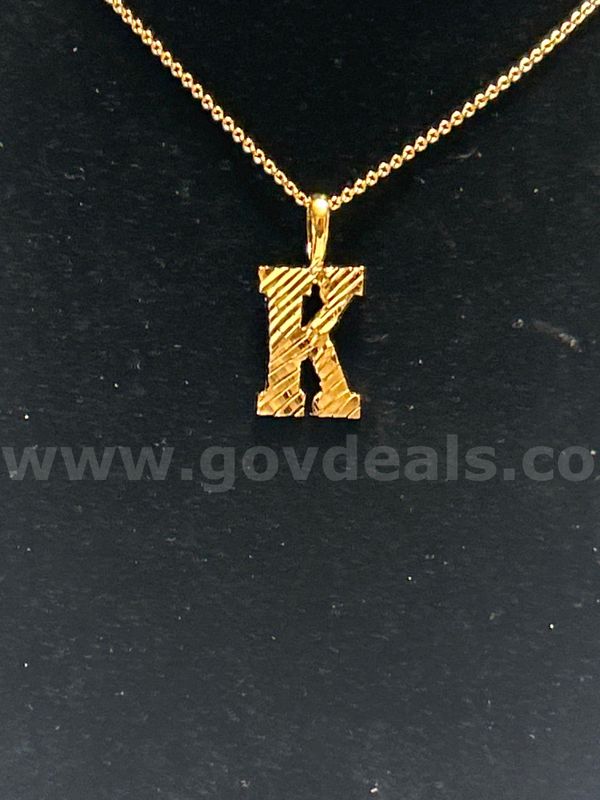 20” Dainty Necklace With "K” Pendant.24K Real Gold Filled.