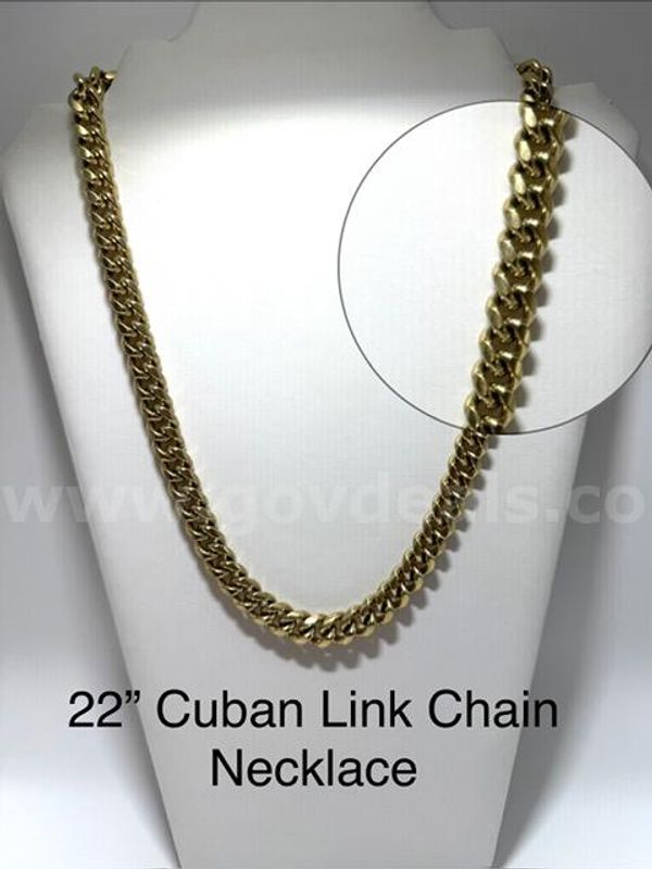 Gorgeous, Heavy, 22 Inch, Real 24k Gold Filled, Full Cuban Link Chain Necklace