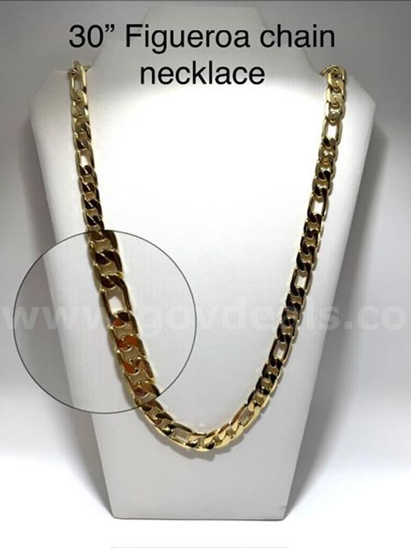Gorgeous, 30 Inch, Heavy Italian Figaro Chain Necklace, 24k Real Gold Filled