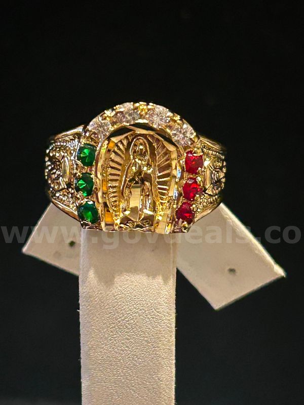 Size12, Men’s, Lady Guadalupe CZ Ring, 24K Real Gold Filled
