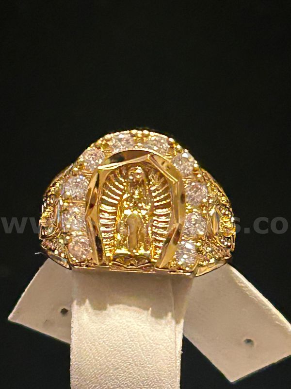 Size 11, Men’s, Lady Guadalupe, CZ, Ring, 24K Real Gold Filled