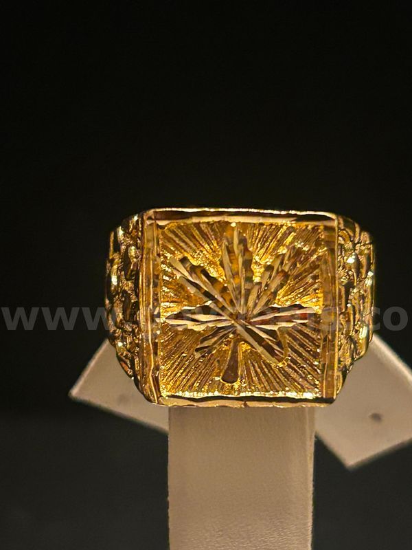 Size 11.5, Men’s, Hemp Leaf, Diamond Cut, Ring, 24K Real Gold Plated