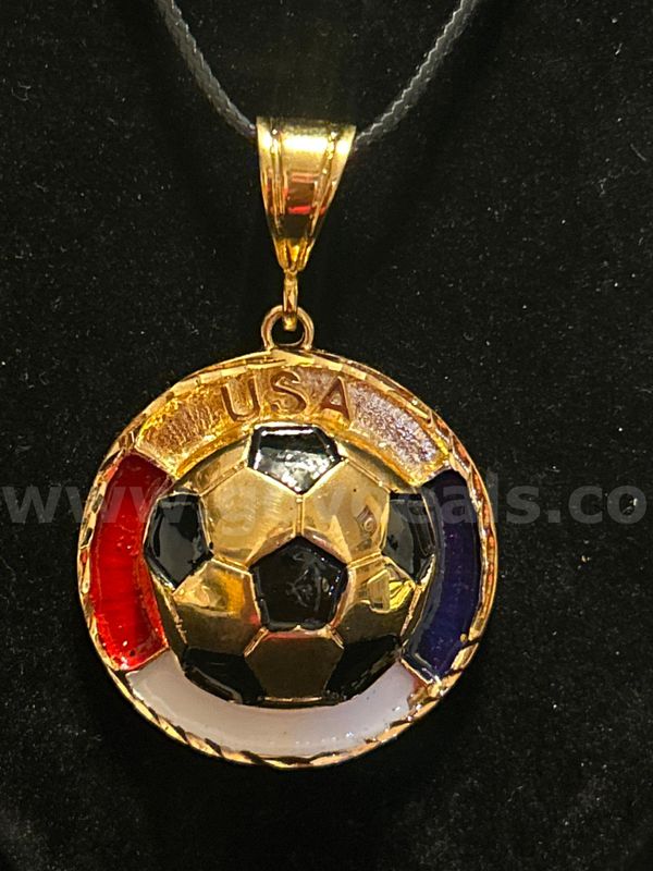 TEAM USA!! USA Colors Soccer Ball Pendant W/ Black Cord