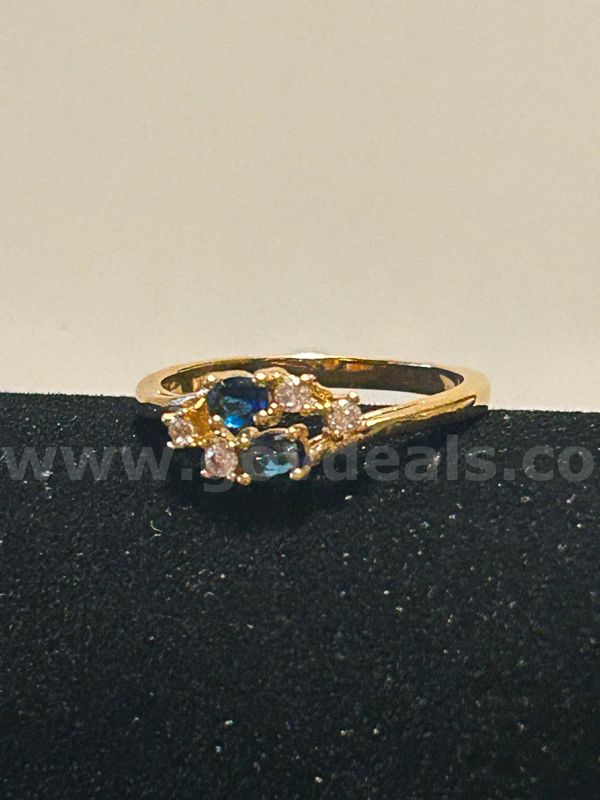 BIRTHSTONE RING! Size 9.5, Ladies, CZ Sapphire Ring. 24k Real Gold Plated