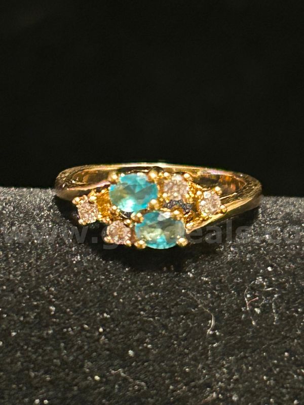 Size 8 3/4, Ladies, CZ, Dec. Birthstone Ring. 24k Gold Filled