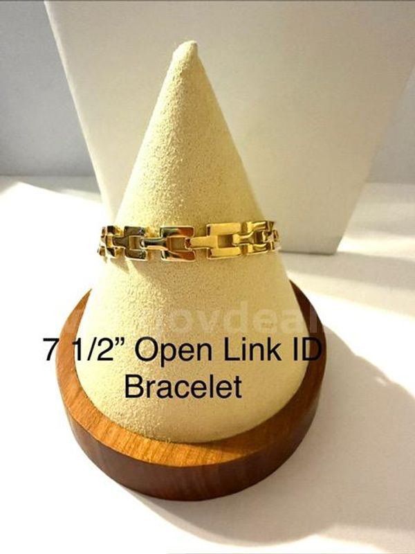 Gorgeous, 7 1/2 Inch, Open Link ID, 24k Real Gold Filled Bracelet