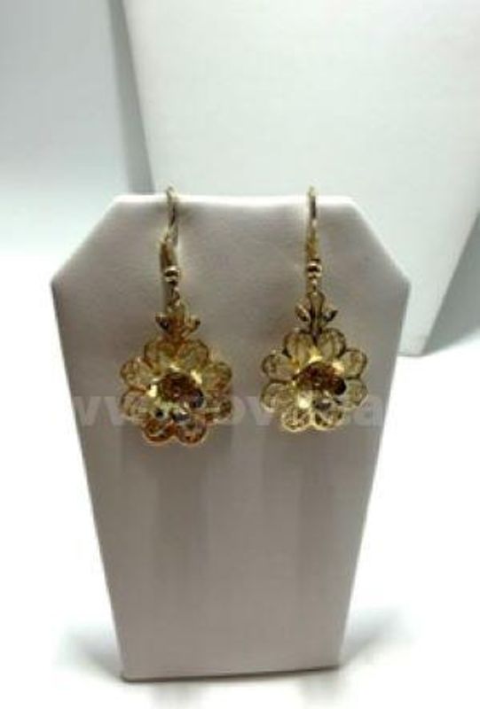 Beautiful, Flower Filigree Hanging Earrings, 24k Real Gold Filled