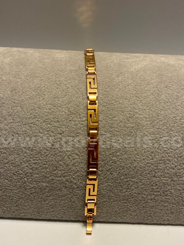 7” Ladies Greek Key Bracelet, 24K Gold Filled