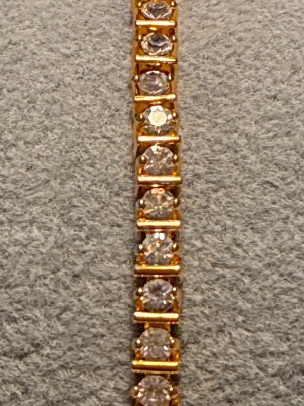 7” Bar Link CZ Tennis Bracelet 24K Real Gold Filter