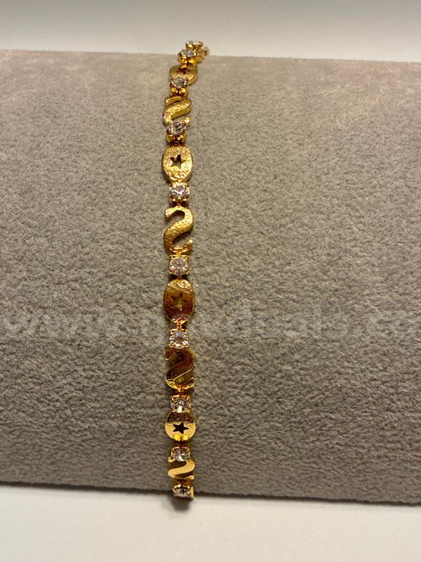 7 1/4” Celestial Star CZ Textured Finished Bracelet 24K Gold Filled